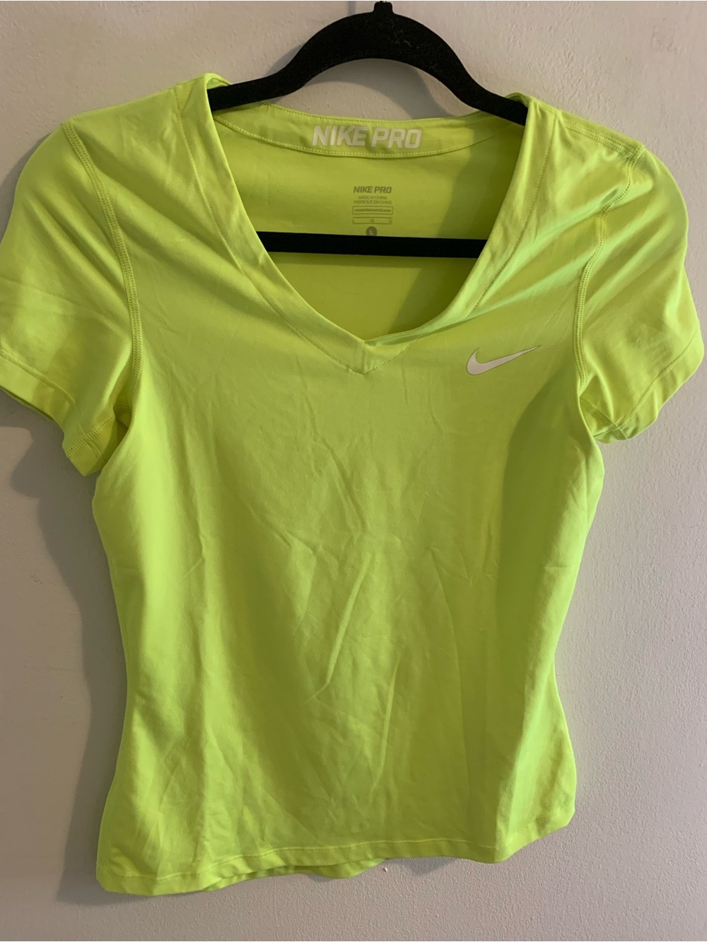 Nike Women's Neon Lime V-Neck Short Sleeve Training Tee